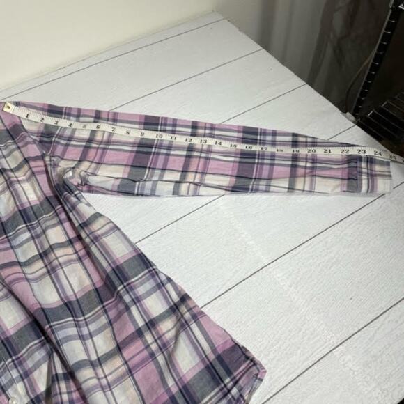 Merona Lavender Pink Plaid Button Down Collared Shirt Size Extra Large - Picture 3 of 7